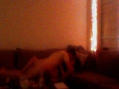 Girlfriend fucks bareback on couch