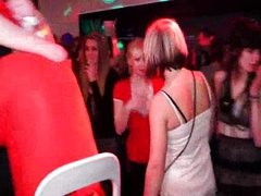 Hot brunettes dancing at party