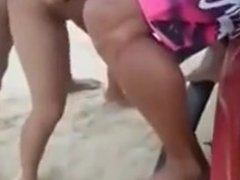 Wifey have fun with Two Blacks Dude at the Beach.