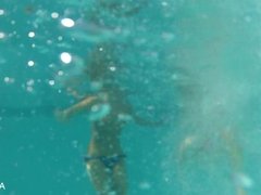 Swimming pool tease with Abigail Mac and Romi Rain