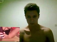 Cute boy on webcam handjob
