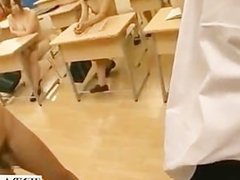 Naked in school Japan students public group blowjob