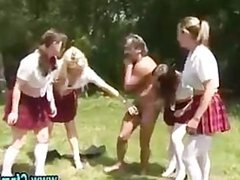 Cfnm group girls jerking cock