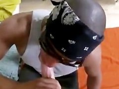 Interracial gay suck and anal scene with gangster