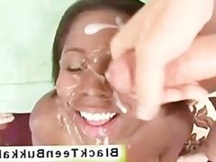 Hot young black Eva Monroe sucking cocks gets creamed