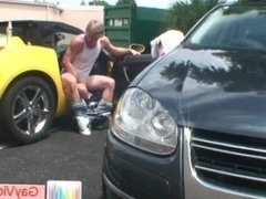 Blond dude gets ass fucked in car part1