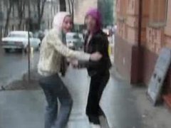 two russian babe on the street