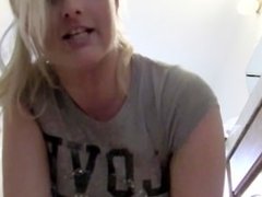 Big-Tit Blondie Teases And Strips On Camera