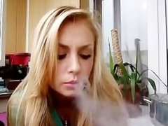 Sexy Blonde Girl Smoking