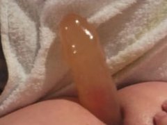 she watches me put a 14 inch dildo up my ass