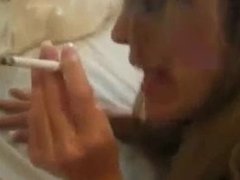 Smoking slut gets fucked in the ass