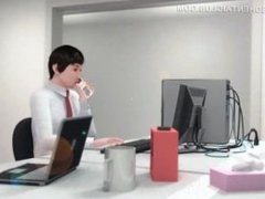 Anime maiden giving blowjob to her boss