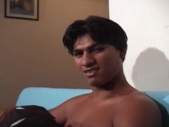 Pussy hound Latino watches porn, gets BJ