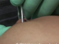 Extremely Hot Tanned Teen Getting Nipples Pierced