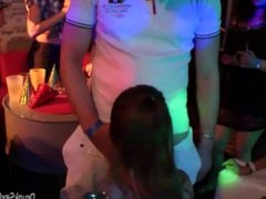 Blonde party chick get fucked in the club