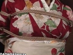 Japanese MILF in kimono gets tied up
