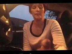 Hot ex wife gives handjob in car