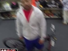 Black cute guy fucked in a hot gay threesome inside a pawn shop