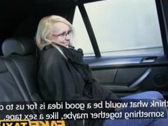 FakeTaxi Blonde with glasses gets talked into sex tape