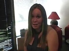 Busty babe Brandy showing her tits while on interview