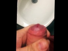 Jerkoff in toilet sink