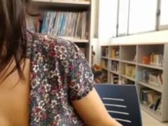 girl in public library