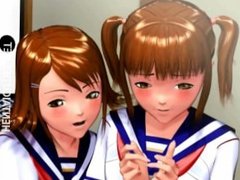 Two 3D anime schoolgirls gets nailed