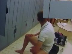 Straight dude playing with his cock in the locker room