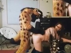 White BBW gets fucked by guy in a fursuit