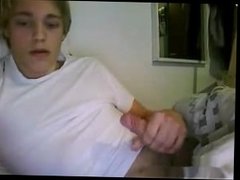 Danish Cute Blond Boy And Play Dick With Cum Splashing In Bed