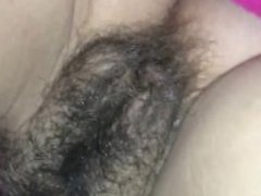 Cumming on a really hairy pussy