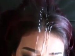 Hot babed receives facial cumshot. Angelina from dates25