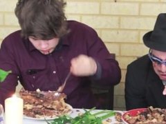 hot japanese coad eats a guys own vomit out of a cake