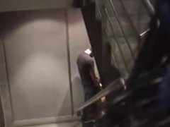 Young couple gets caught fucking in the backstairs