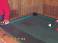 Hot brunette fucked on the pool table