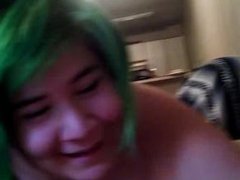 Cute chubby girl sucks cock and gets creampie