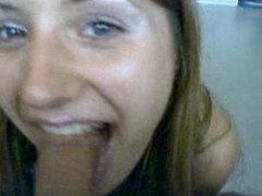 French Girlfriend sucking my cock with her teeth