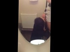 wife Monica sucking in public toilet- fetishtaboo.com