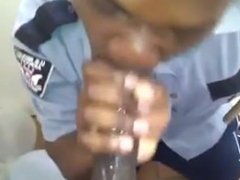 Security guard milks a HUGE black dick - wait for the load
