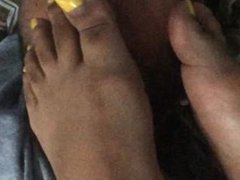 Ebony foot worship lemon toes