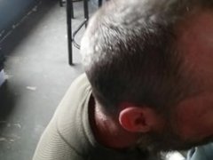 Manthroat drains pupbalto's cum again in public in front of windows
