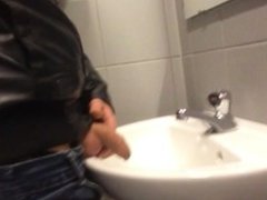 Dirty Young Boy Pissing in public sink