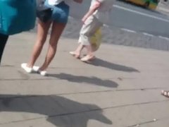 candid polish sexy young girl in shorts