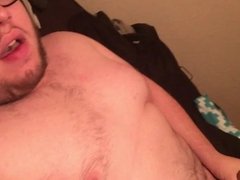 Chubby teen nerd jacks off and shoots load