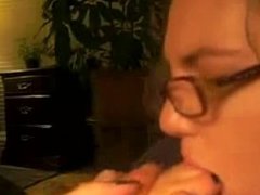 Girl with glasses worships her feet