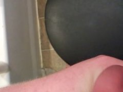 Chubby guy cum hard in bathroom