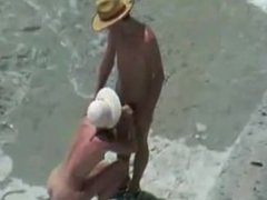 Hot skinny brunette blows and fucks on the beach