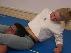 dude gets dominated by strong blonde