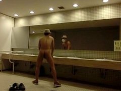 Hot Asian Dude Gets Off in Public Bathroom