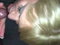 Blonde chick sucks a BBC